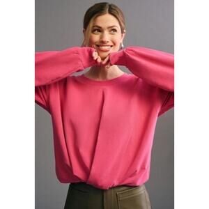 Anthropologie Maeve Pink Twist Front Bubble Hem Sweatshirt Extra Large